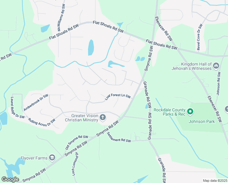map of restaurants, bars, coffee shops, grocery stores, and more near 2057 Lost Forest Lane Southwest in Conyers