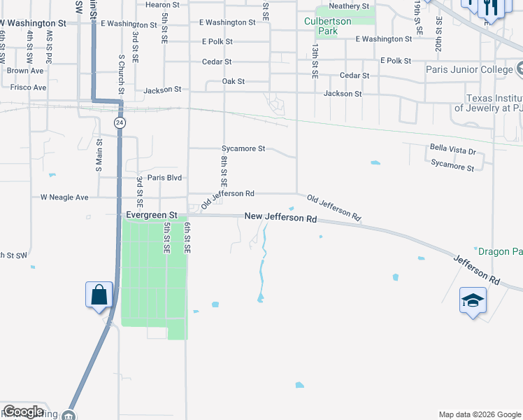 map of restaurants, bars, coffee shops, grocery stores, and more near 975 New Jefferson Road in Paris
