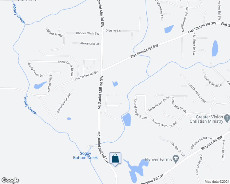 map of restaurants, bars, coffee shops, grocery stores, and more near 1711 Battenburg Lane Southwest in Conyers