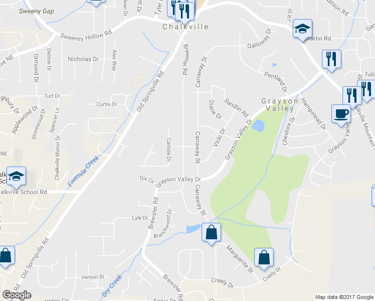 map of restaurants, bars, coffee shops, grocery stores, and more near 2125 Brewster Rd in Birmingham