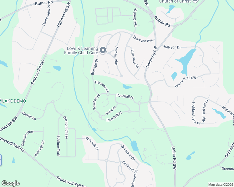 map of restaurants, bars, coffee shops, grocery stores, and more near 5486 Rosehall Place in Atlanta