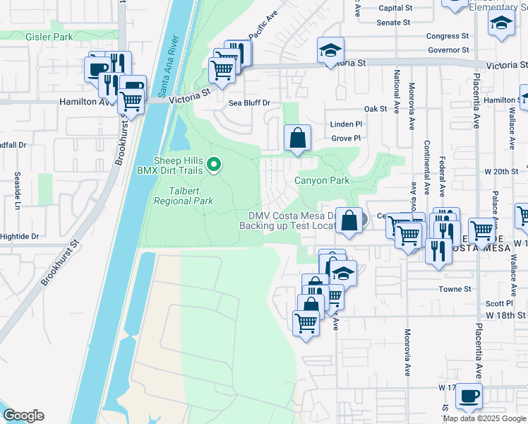 map of restaurants, bars, coffee shops, grocery stores, and more near 35 Balboa Boulevard in Newport Beach