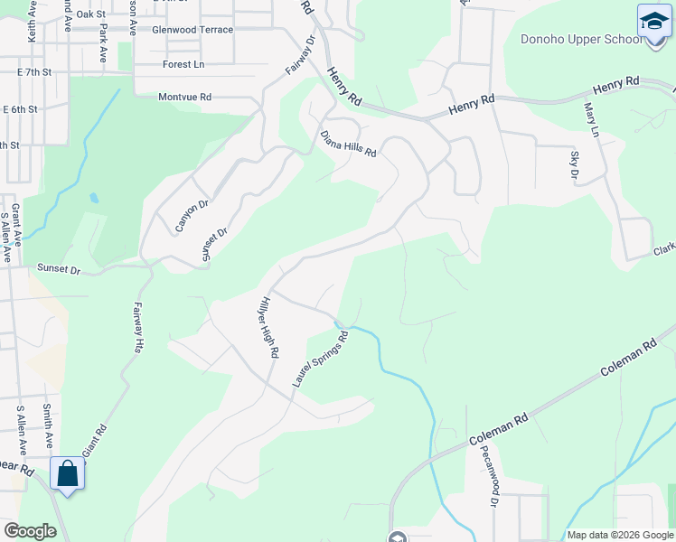 map of restaurants, bars, coffee shops, grocery stores, and more near 530 Paige Hill Road in Anniston