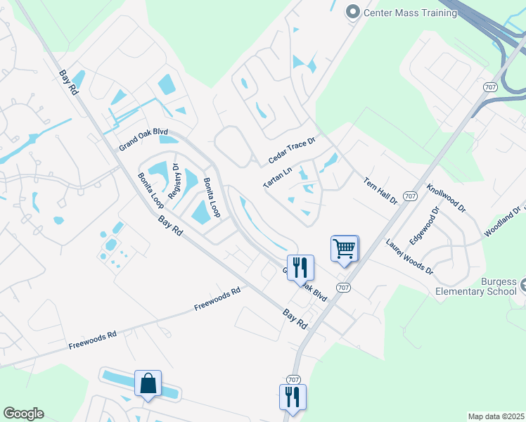 map of restaurants, bars, coffee shops, grocery stores, and more near 1525 Palmina Loop in Myrtle Beach