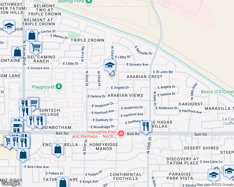 map of restaurants, bars, coffee shops, grocery stores, and more near 5334 East Helena Drive in Scottsdale