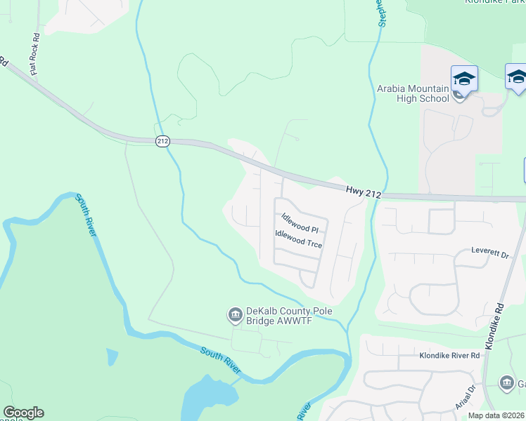 map of restaurants, bars, coffee shops, grocery stores, and more near 4448 Idlewood Park in Stonecrest