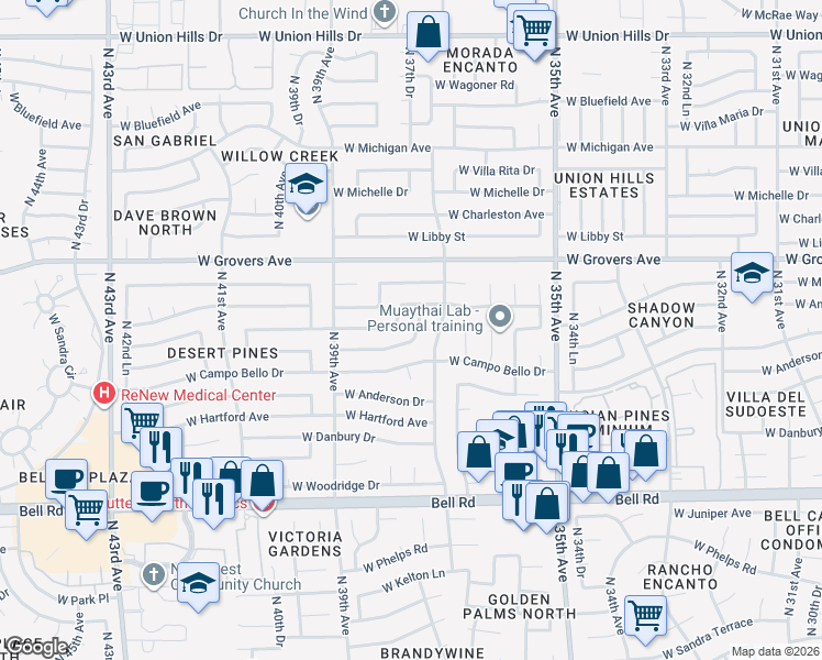 map of restaurants, bars, coffee shops, grocery stores, and more near 3724 West Helena Drive in Glendale