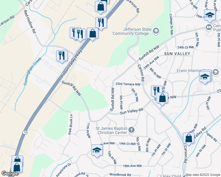 map of restaurants, bars, coffee shops, grocery stores, and more near 1001 Christopher Drive in Birmingham
