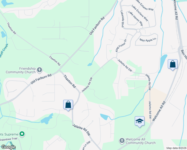 map of restaurants, bars, coffee shops, grocery stores, and more near 3845 Jailette Road Southwest in Atlanta