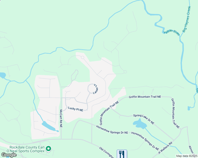 map of restaurants, bars, coffee shops, grocery stores, and more near 3352 Bartlett Avenue Northeast in Conyers