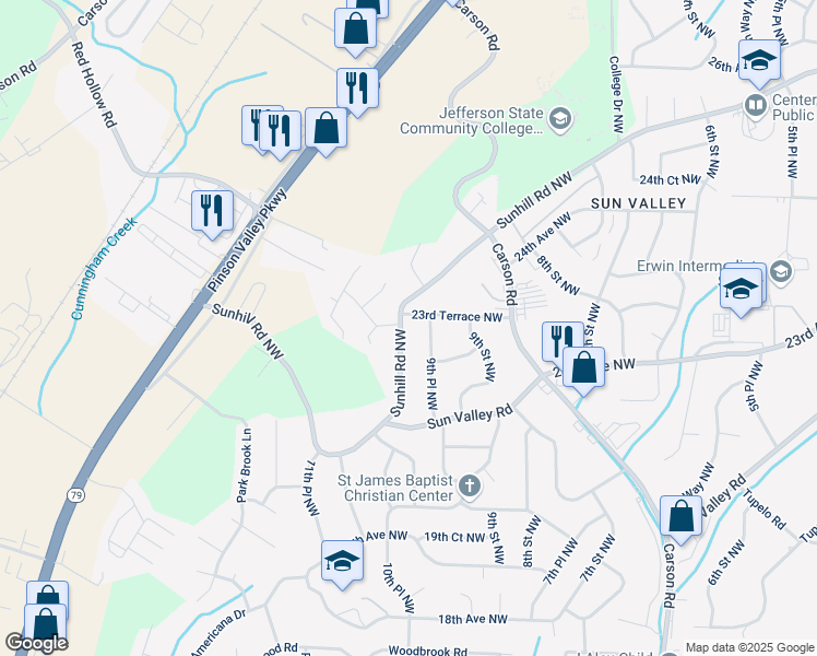 map of restaurants, bars, coffee shops, grocery stores, and more near 1001 Christopher Drive in Birmingham