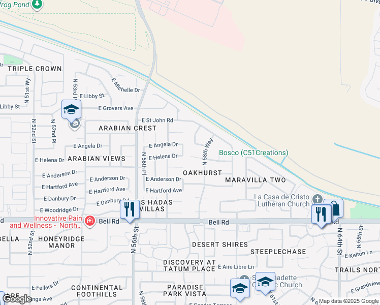 map of restaurants, bars, coffee shops, grocery stores, and more near 5816 East Campo Bello Drive in Scottsdale