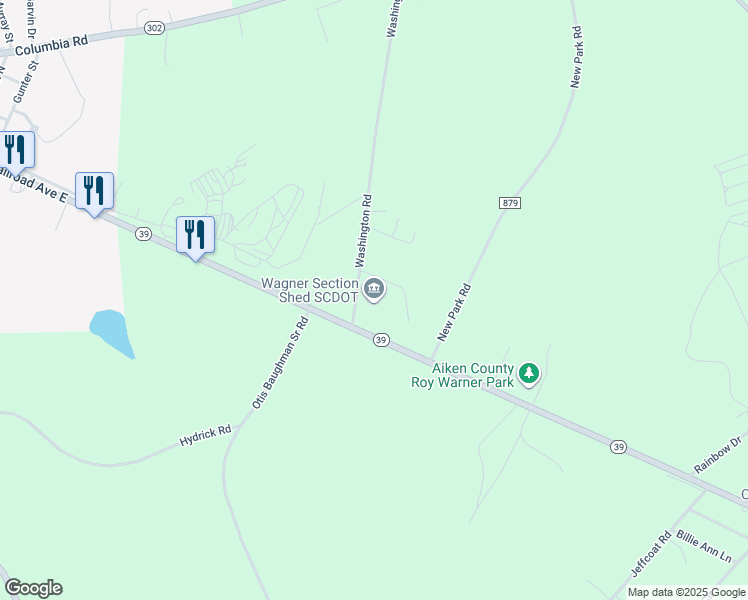 map of restaurants, bars, coffee shops, grocery stores, and more near 273 Washington Road in Wagener