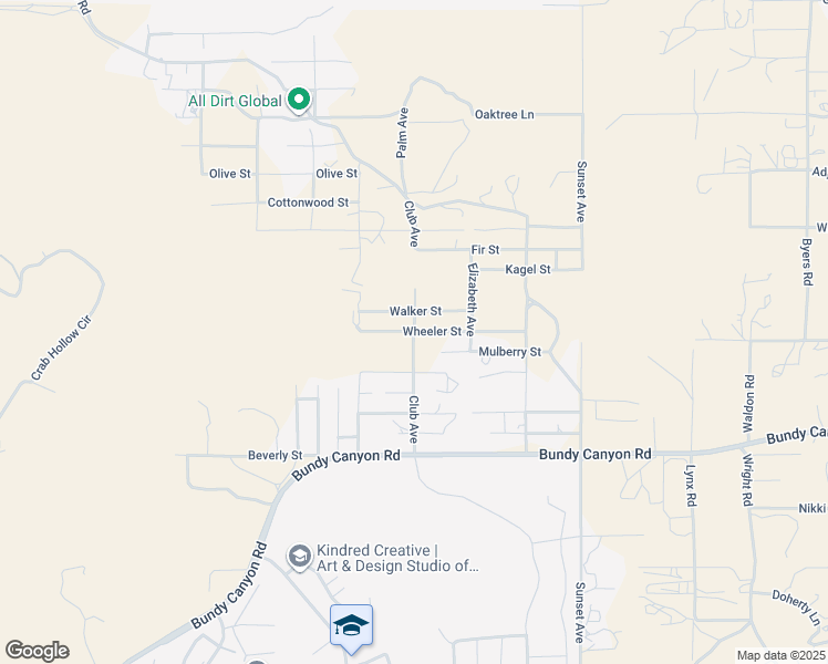 map of restaurants, bars, coffee shops, grocery stores, and more near Club Avenue in Wildomar