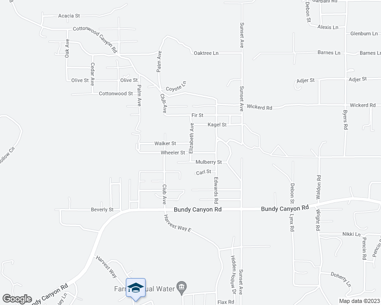 map of restaurants, bars, coffee shops, grocery stores, and more near Wheeler Street in Menifee