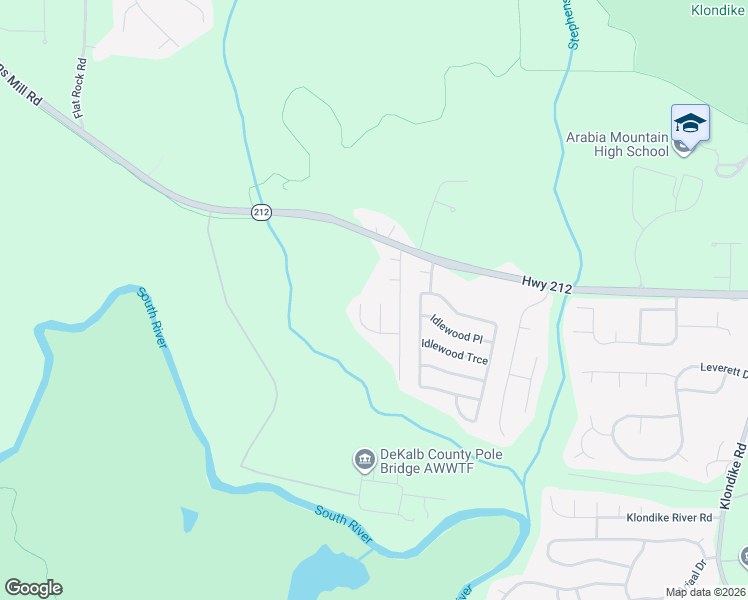 map of restaurants, bars, coffee shops, grocery stores, and more near 4508 Bridle Ridge Way in Stonecrest
