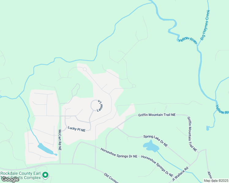 map of restaurants, bars, coffee shops, grocery stores, and more near 3702 Grand Prix Drive Northeast in Conyers