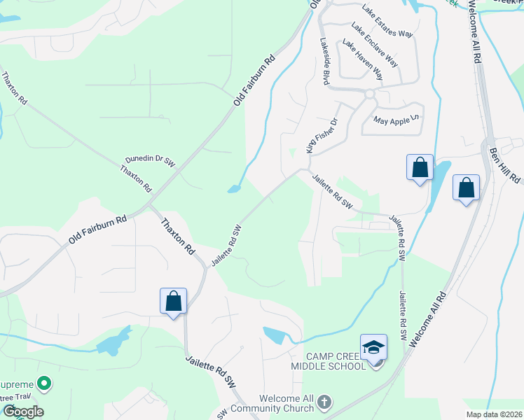 map of restaurants, bars, coffee shops, grocery stores, and more near 3920 Jailette Road Southwest in College Park
