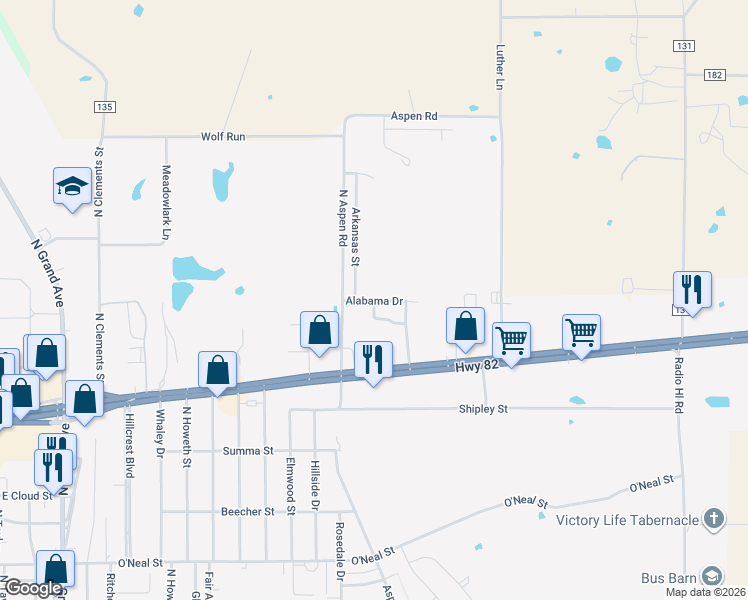map of restaurants, bars, coffee shops, grocery stores, and more near 5 Washington Court in Gainesville