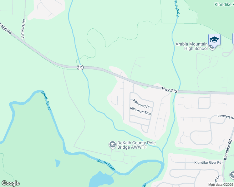 map of restaurants, bars, coffee shops, grocery stores, and more near 4508 Bridle Ridge Way in Stonecrest