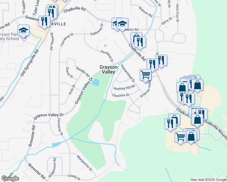 map of restaurants, bars, coffee shops, grocery stores, and more near 2219 Cheshire Drive in Birmingham