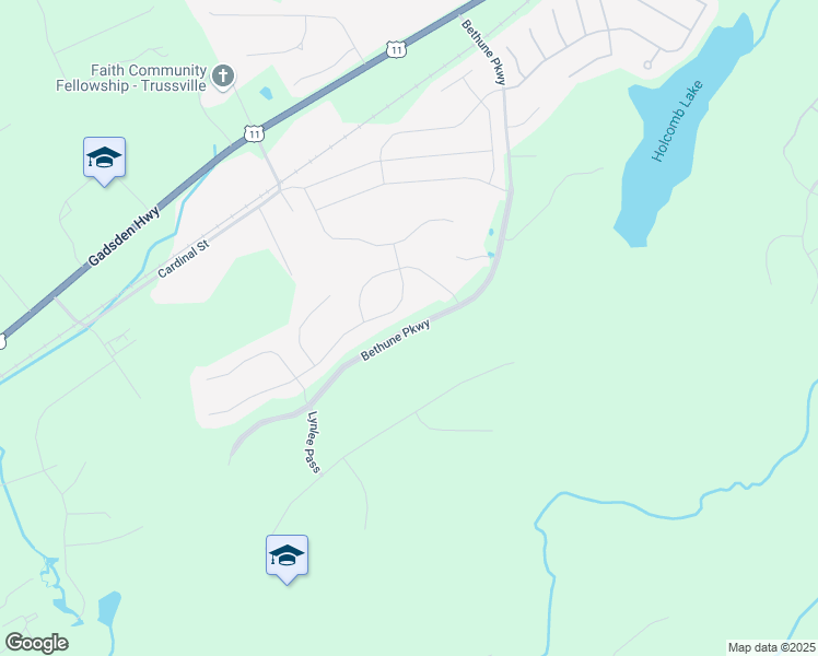 map of restaurants, bars, coffee shops, grocery stores, and more near Peggy Lane in Trussville