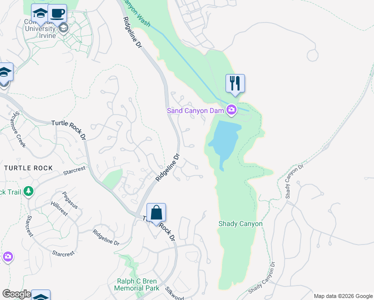 map of restaurants, bars, coffee shops, grocery stores, and more near 19 La Quinta in Irvine