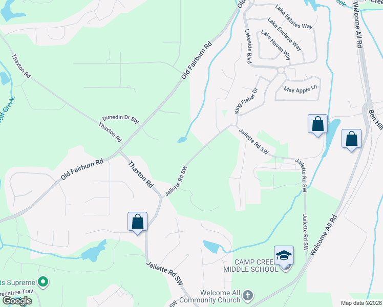 map of restaurants, bars, coffee shops, grocery stores, and more near 3940 Jailette Road Southwest in College Park
