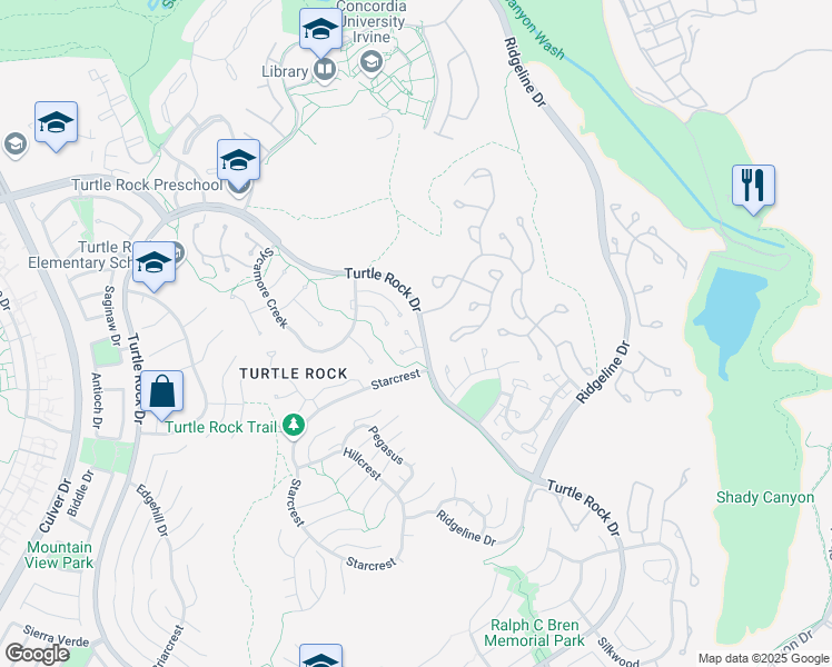 map of restaurants, bars, coffee shops, grocery stores, and more near 8 Rocky Glen in Irvine