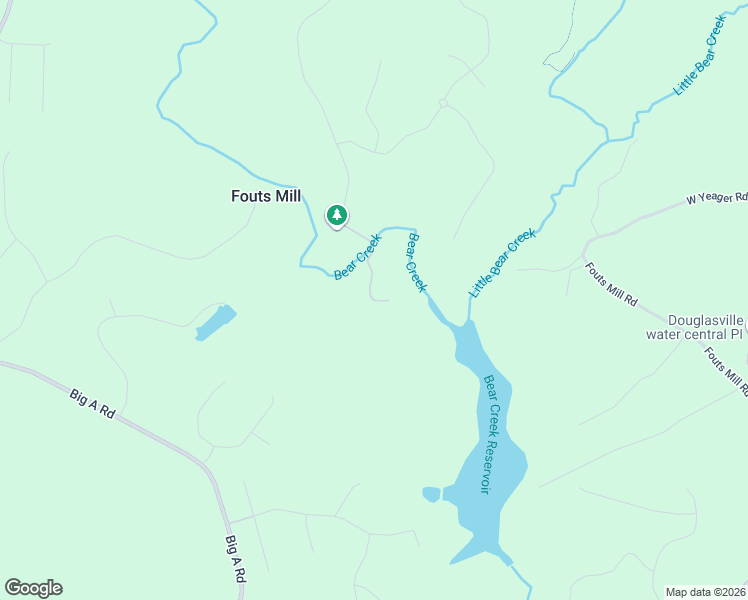 map of restaurants, bars, coffee shops, grocery stores, and more near Fouts Mill Road in Douglas County