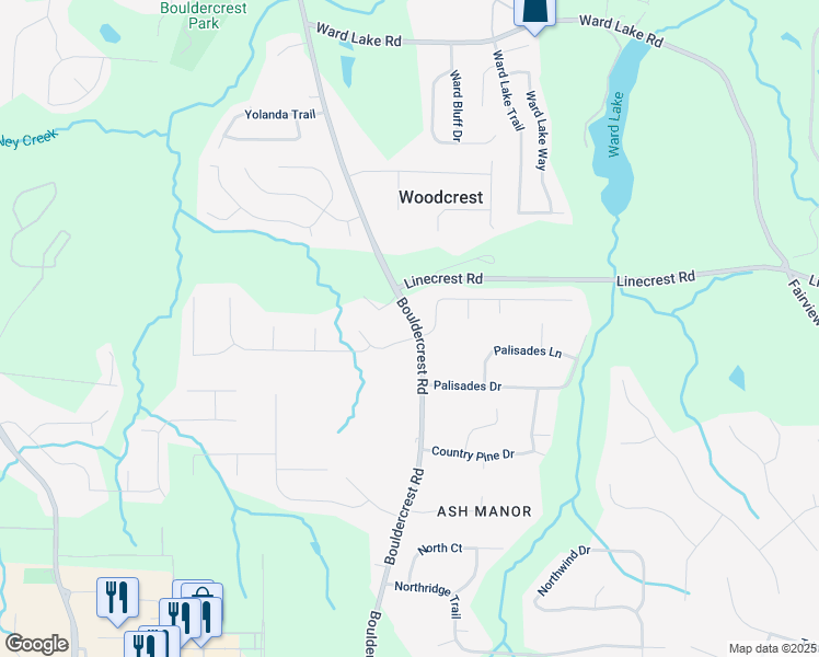 map of restaurants, bars, coffee shops, grocery stores, and more near 4014 Ivy Trace Lane in Ellenwood