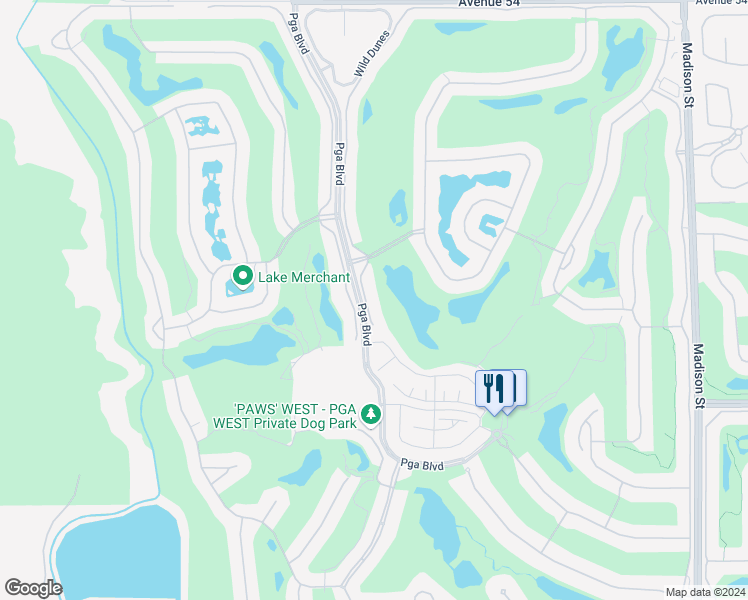 map of restaurants, bars, coffee shops, grocery stores, and more near 55764 Oaktree in La Quinta