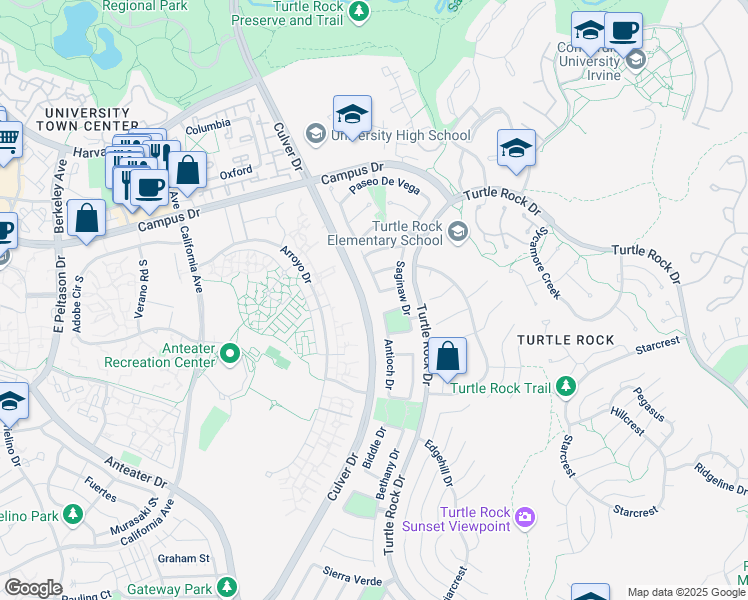 map of restaurants, bars, coffee shops, grocery stores, and more near 18835 Tabor Drive in Irvine