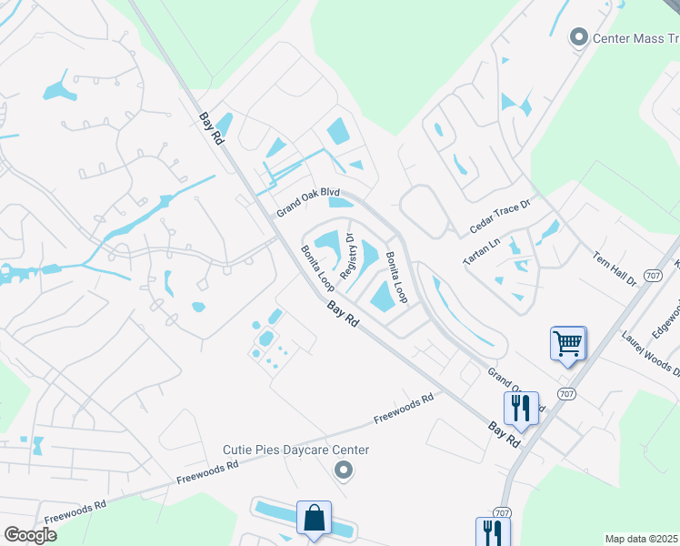 map of restaurants, bars, coffee shops, grocery stores, and more near 1456 Registry Drive in Myrtle Beach