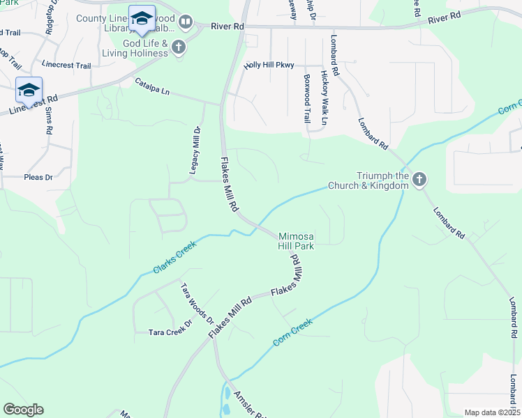map of restaurants, bars, coffee shops, grocery stores, and more near 4824 Flakes Mill Road in Ellenwood