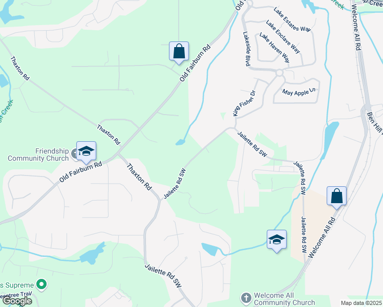 map of restaurants, bars, coffee shops, grocery stores, and more near 3935 Jailette Road Southwest in Atlanta