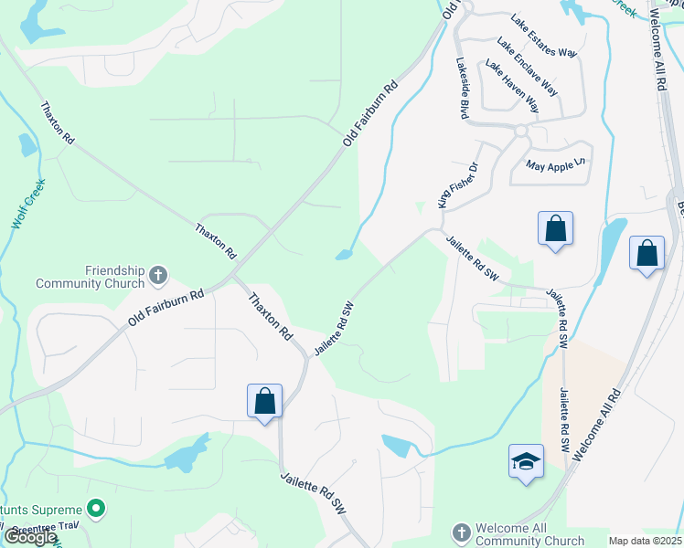 map of restaurants, bars, coffee shops, grocery stores, and more near 4675 Stonemeade Court Southwest in Atlanta
