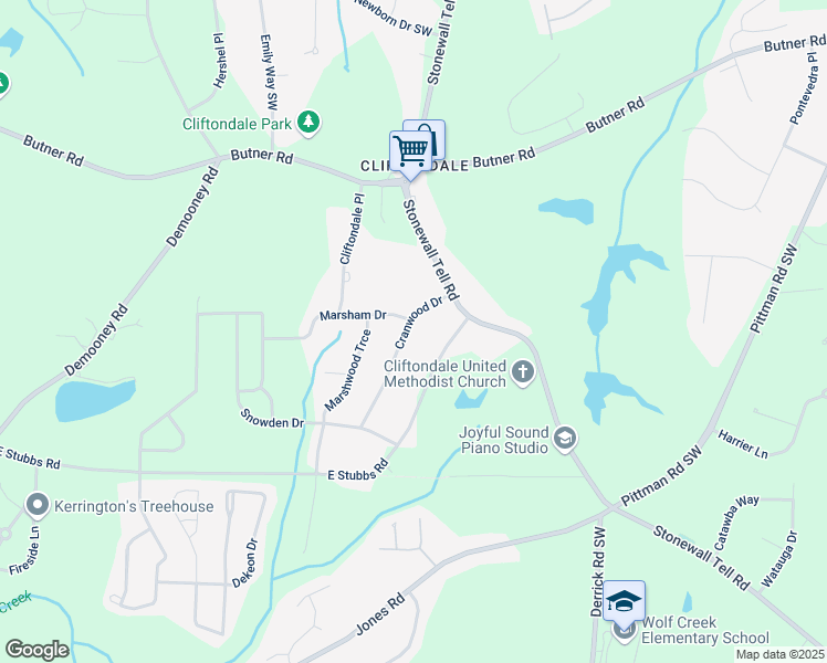 map of restaurants, bars, coffee shops, grocery stores, and more near 4020 Cranwood Drive in Atlanta