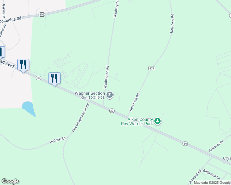 map of restaurants, bars, coffee shops, grocery stores, and more near 273 Washington Road in Wagener