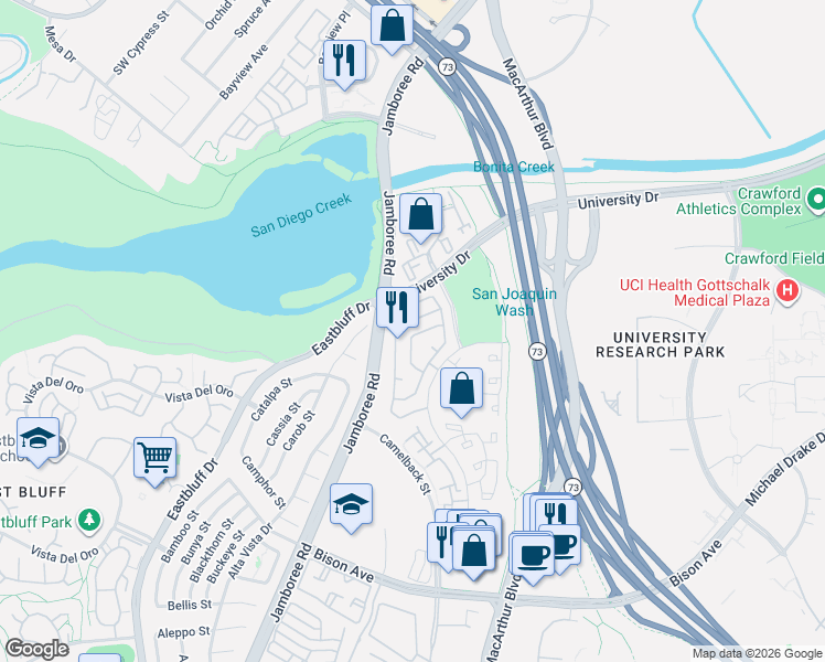 map of restaurants, bars, coffee shops, grocery stores, and more near 3107 Corte Marin in Newport Beach
