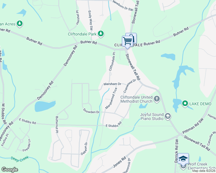 map of restaurants, bars, coffee shops, grocery stores, and more near 6505 Marsham Drive in College Park