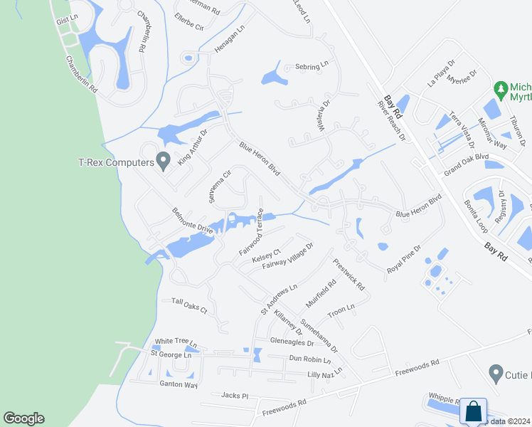 map of restaurants, bars, coffee shops, grocery stores, and more near 510 Fairwood Terrace in Myrtle Beach