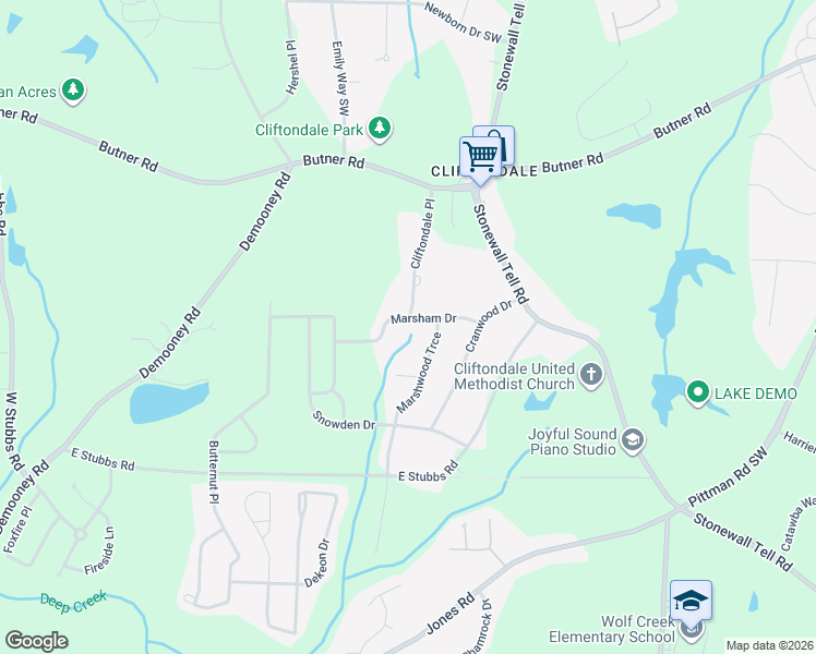 map of restaurants, bars, coffee shops, grocery stores, and more near 6505 Marsham Drive in College Park