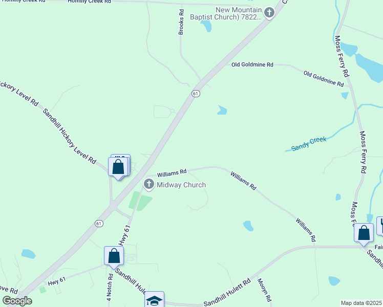 map of restaurants, bars, coffee shops, grocery stores, and more near 130 Williams Road in Villa Rica