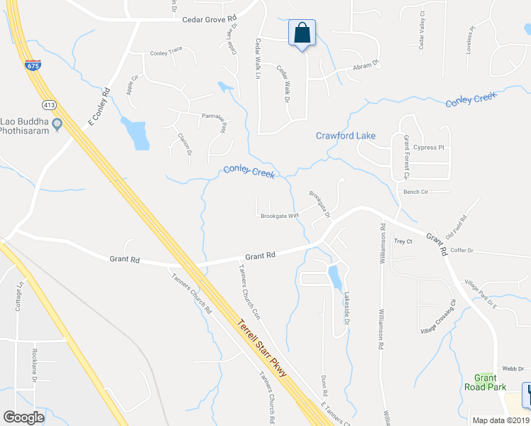 map of restaurants, bars, coffee shops, grocery stores, and more near 3951 Brookgate Court in Ellenwood