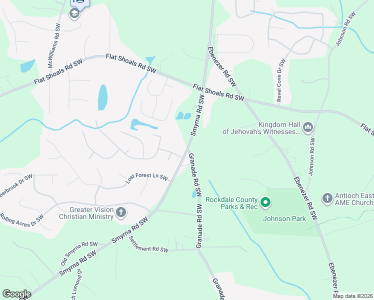 map of restaurants, bars, coffee shops, grocery stores, and more near 1601 Holly Hill Drive in Conyers