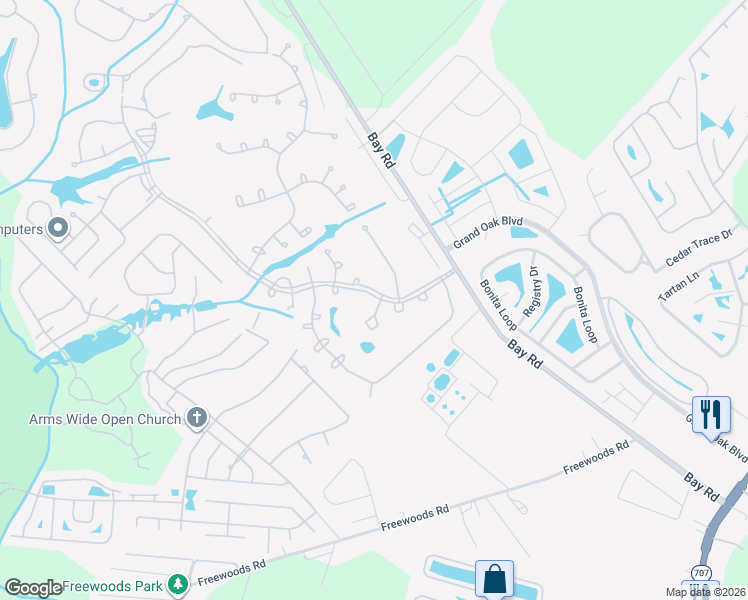 map of restaurants, bars, coffee shops, grocery stores, and more near 6554 Laguna Point in Myrtle Beach