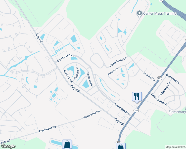 map of restaurants, bars, coffee shops, grocery stores, and more near 997 Bonita Loop in Myrtle Beach