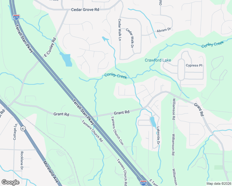 map of restaurants, bars, coffee shops, grocery stores, and more near 2361 Brookgate Way in Ellenwood