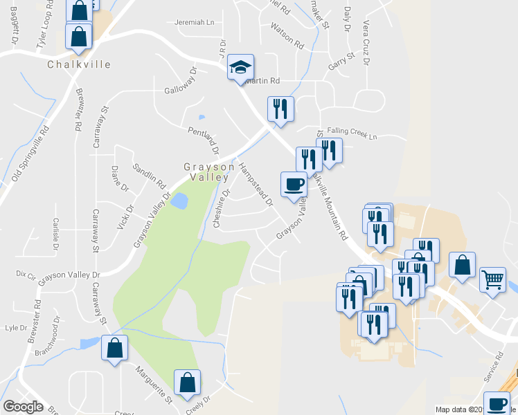 map of restaurants, bars, coffee shops, grocery stores, and more near 5458 Notting Hill Road in Birmingham